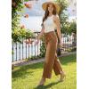 image:imageDokotoo Womens Casual Mid Waisted Distressed Straight Wide Leg Stretchy Jeans Baggy Denim PantsBrown