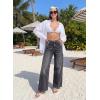 image:imageDokotoo Womens Casual Mid Waisted Distressed Straight Wide Leg Stretchy Jeans Baggy Denim PantsDark Grey