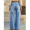 image:imageDokotoo Womens Casual Mid Waisted Distressed Straight Wide Leg Stretchy Jeans Baggy Denim PantsMyosotis