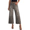 image:imageDokotoo Womens High Waist Baggy Jeans Wide Leg Casual Petite 2026 8 Points Length Stretch Denim PantsKhaki
