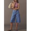 image:imageDokotoo Womens High Waisted Stretch Wide Leg Cargo Denim Shorts Casual Below The Knee Length Jean Shorts with PocketsAshleigh Blue