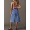 image:imageDokotoo Womens High Waisted Stretch Wide Leg Cargo Denim Shorts Casual Below The Knee Length Jean Shorts with PocketsAshleigh Blue