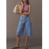 image:imageDokotoo Womens High Waisted Stretch Wide Leg Cargo Denim Shorts Casual Below The Knee Length Jean Shorts with PocketsBeau Blue
