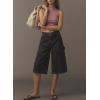 image:imageDokotoo Womens High Waisted Stretch Wide Leg Cargo Denim Shorts Casual Below The Knee Length Jean Shorts with PocketsBlack