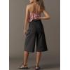 image:imageDokotoo Womens High Waisted Stretch Wide Leg Cargo Denim Shorts Casual Below The Knee Length Jean Shorts with PocketsBlack