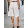 image:imageDokotoo Womens High Waisted Stretch Wide Leg Cargo Denim Shorts Casual Below The Knee Length Jean Shorts with PocketsWhite