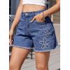 image:imageDokotoo Womens Jean Shorts Floral Embroidered High Waisted Casual Stretchy Raw Edge Hemline Denim ShortsAshleigh Blue