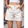 image:imageDokotoo Womens Jean Shorts Floral Embroidered High Waisted Casual Stretchy Raw Edge Hemline Denim ShortsWhite