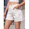 image:imageDokotoo Womens Jean Shorts Floral Embroidered High Waisted Casual Stretchy Raw Edge Hemline Denim ShortsWhite