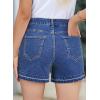 image:imageDokotoo Womens Jean Shorts Stretchy High Waisted 2026 Straight Leg Frayed Raw Hem Casual Denim Shorts with PocketsAshleigh Blue