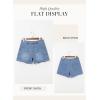 image:imageDokotoo Womens Jean Shorts Stretchy High Waisted 2026 Straight Leg Frayed Raw Hem Casual Denim Shorts with PocketsBeau Blue