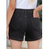 image:imageDokotoo Womens Jean Shorts Stretchy High Waisted 2026 Straight Leg Frayed Raw Hem Casual Denim Shorts with PocketsBlack