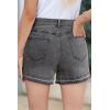 image:imageDokotoo Womens Jean Shorts Stretchy High Waisted 2026 Straight Leg Frayed Raw Hem Casual Denim Shorts with PocketsGray