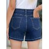 image:imageDokotoo Womens Jean Shorts Stretchy High Waisted 2026 Straight Leg Frayed Raw Hem Casual Denim Shorts with PocketsSail Blue