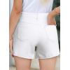 image:imageDokotoo Womens Jean Shorts Stretchy High Waisted 2026 Straight Leg Frayed Raw Hem Casual Denim Shorts with PocketsWhite