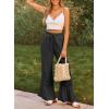 image:imageDokotoo Womens Pants Casual High Waisted Wide Leg Pants Woman Loose Drawstrings Lace Trousers with PocketsBlack
