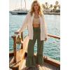 image:imageDokotoo Womens Pants Casual High Waisted Wide Leg Pants Woman Loose Drawstrings Lace Trousers with PocketsGreen