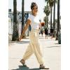 image:imageDokotoo Womens Pants Casual Smocked High Waisted Elastic Wide Leg Pants Loose Cotton Trousers with PocketsApricot