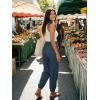 image:imageDokotoo Womens Pants Casual Smocked High Waisted Elastic Wide Leg Pants Loose Cotton Trousers with PocketsReal Teal