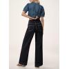image:imageDokotoo Womens Pants High Waisted Jeans Stretch Loose Fit Colorblock Denim Pants with PocketBlack