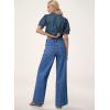 image:imageDokotoo Womens Pants High Waisted Jeans Stretch Loose Fit Colorblock Denim Pants with PocketDark Blue