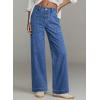 image:imageDokotoo Womens Pants High Waisted Jeans Stretch Loose Fit Colorblock Denim Pants with PocketDark Blue