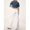 image:imageDokotoo Womens Pants High Waisted Jeans Stretch Loose Fit Colorblock Denim Pants with PocketWhite