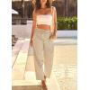 image:imageDokotoo Womens Striped Barrel Casual Pants High Waisted 2026 Elastic Drawstring TrousersApricot Stripe
