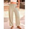 image:imageDokotoo Womens Striped Barrel Casual Pants High Waisted 2026 Elastic Drawstring TrousersApricot Stripe