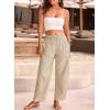 image:imageDokotoo Womens Striped Barrel Casual Pants High Waisted 2026 Elastic Drawstring TrousersApricot Stripe