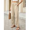 image:imageDokotoo Womens Striped Barrel Casual Pants High Waisted 2026 Elastic Drawstring TrousersBeige Stripe