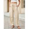 image:imageDokotoo Womens Striped Barrel Casual Pants High Waisted 2026 Elastic Drawstring TrousersBeige Stripe