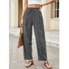 image:imageDokotoo Womens Striped Barrel Casual Pants High Waisted 2026 Elastic Drawstring TrousersBlack Stripe