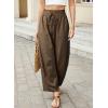 image:imageDokotoo Womens Striped Barrel Casual Pants High Waisted 2026 Elastic Drawstring TrousersBrown Stripe