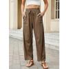 image:imageDokotoo Womens Striped Barrel Casual Pants High Waisted 2026 Elastic Drawstring TrousersBrown Stripe
