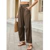 image:imageDokotoo Womens Striped Barrel Casual Pants High Waisted 2026 Elastic Drawstring TrousersBrown Stripe