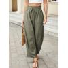 image:imageDokotoo Womens Striped Barrel Casual Pants High Waisted 2026 Elastic Drawstring TrousersGreen Stripe