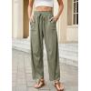 image:imageDokotoo Womens Striped Barrel Casual Pants High Waisted 2026 Elastic Drawstring TrousersGreen Stripe