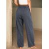 image:imageDokotoo Womens Striped Barrel Casual Pants High Waisted 2026 Elastic Drawstring TrousersNavy Stripe