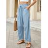 image:imageDokotoo Womens Striped Barrel Casual Pants High Waisted 2026 Elastic Drawstring TrousersSky Blue Stripe
