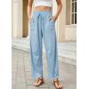 image:imageDokotoo Womens Striped Barrel Casual Pants High Waisted 2026 Elastic Drawstring TrousersSky Blue Stripe