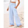 image:imageDokotoo Womens Striped Gingham Pants 2026 Casual Pants Cute Comfy Bottoms with Pockets Plaid OutfitsBlue
