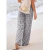image:imageDokotoo Womens Striped Gingham Pants 2026 Casual Pants Cute Comfy Bottoms with Pockets Plaid OutfitsMedium Grey