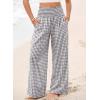 image:imageDokotoo Womens Striped Gingham Pants 2026 Casual Pants Cute Comfy Bottoms with Pockets Plaid OutfitsMedium Grey