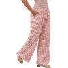 image:imageDokotoo Womens Striped Gingham Pants 2026 Casual Pants Cute Comfy Bottoms with Pockets Plaid OutfitsMineral Red