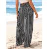 image:imageDokotoo Womens Summer Boho Floral Bagyy Pants Wide Leg High Smocked Waist Casual Loose Palazzo Pants with PocketBlack