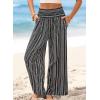 image:imageDokotoo Womens Summer Boho Floral Bagyy Pants Wide Leg High Smocked Waist Casual Loose Palazzo Pants with PocketBlack