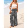 image:imageDokotoo Womens Summer Boho Floral Bagyy Pants Wide Leg High Smocked Waist Casual Loose Palazzo Pants with PocketBlack