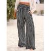 image:imageDokotoo Womens Summer Boho Floral Bagyy Pants Wide Leg High Smocked Waist Casual Loose Palazzo Pants with PocketBlack