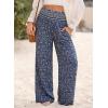 image:imageDokotoo Womens Summer Boho Floral Bagyy Pants Wide Leg High Smocked Waist Casual Loose Palazzo Pants with PocketBlue
